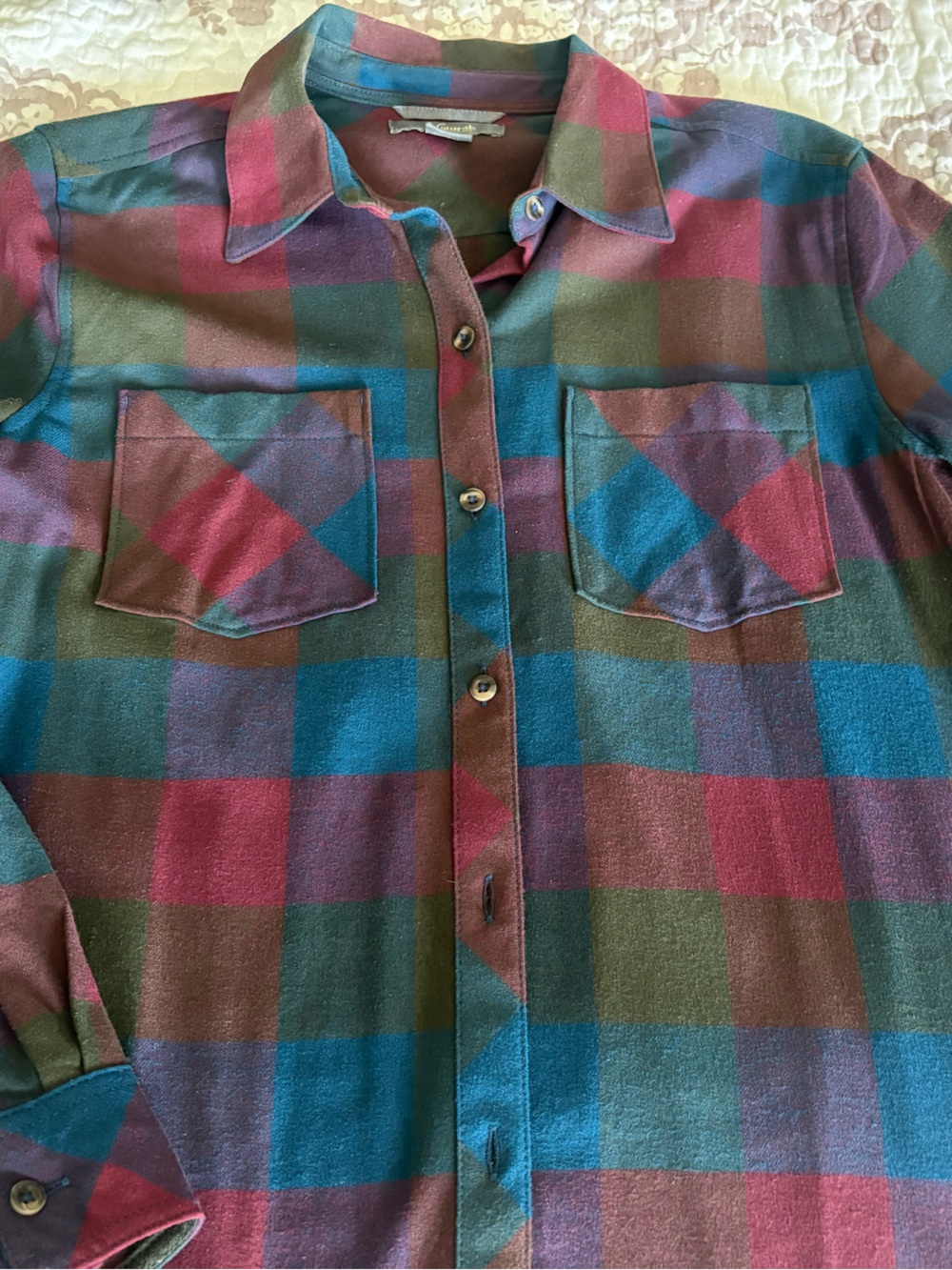 Bass Pro Plaid Shirt - Beautiful Colors- Wine, Teal & Olive